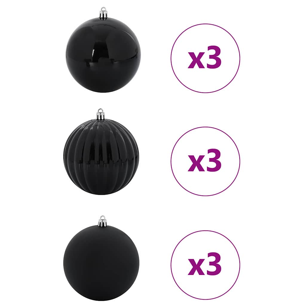 Christmas Bauble Set 9 pcs Black